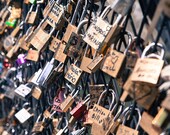 Paris Bridge Photograph, Love Locks, Travel Photography - 5x5 fine art photograph