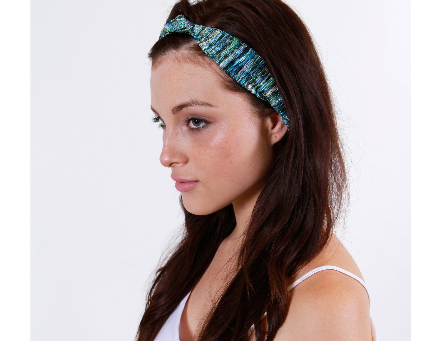 Turquoise Green Missoni Headband eco friendly womens hair accessories knotted