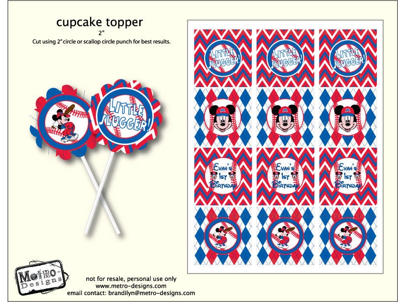 Mickey Mouse Baseball - Party Tags Il_570xn
