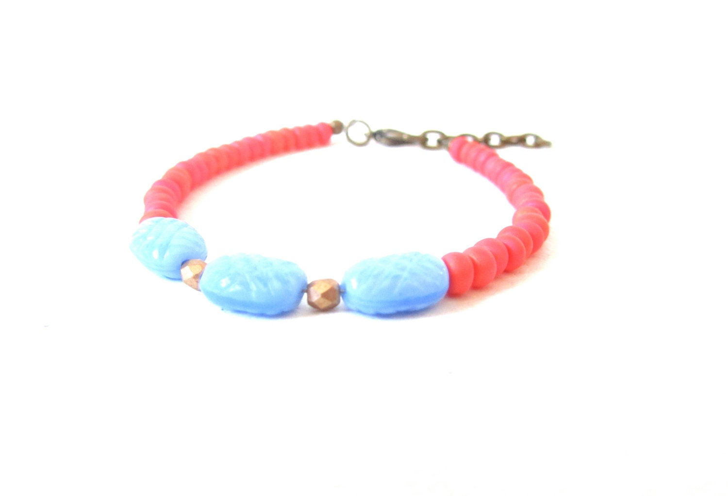 SALE 30% OFF - Coral Bracelet, Pastel Blue, Petite, Layering Bracelet, Gift For Her