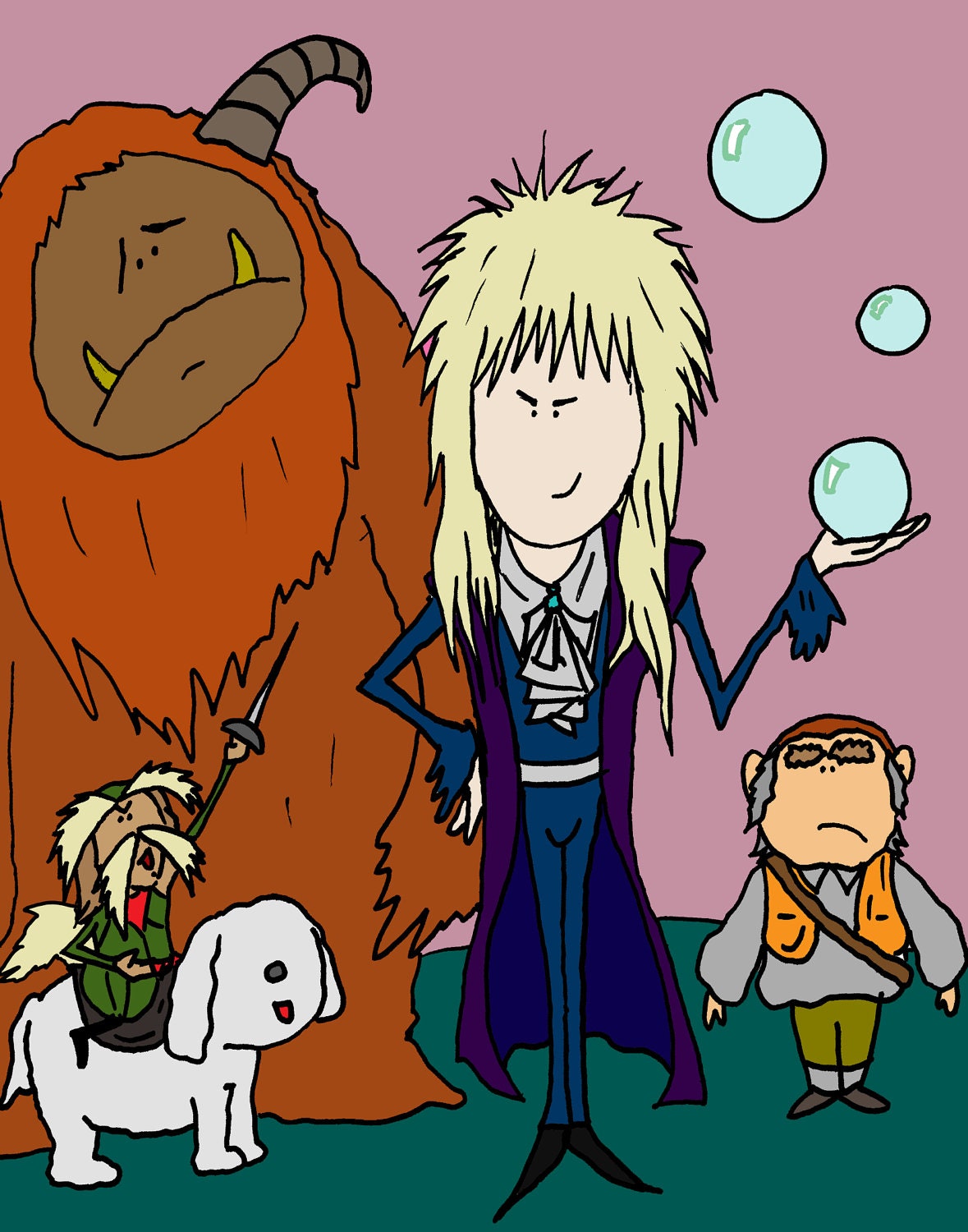 LABYRINTH POSTER  with David Bowie - Glossy poster of original pop art print from the movie Labyrinth