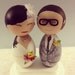 Custom Hipster Bride and Groom Wedding Cake Toppers - Every Topper is made custom for you