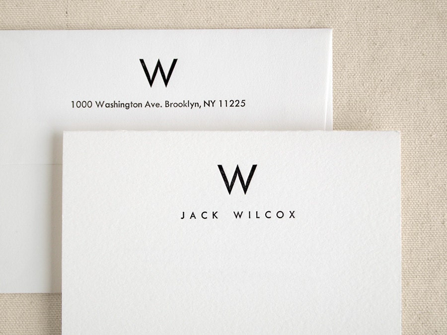 Custom Letterpress Stationery Set - Mid-Century Modern Style - Utility