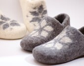 Felted wool clogs set of 2 pair - handmade natural organic wool slippers - all sizes