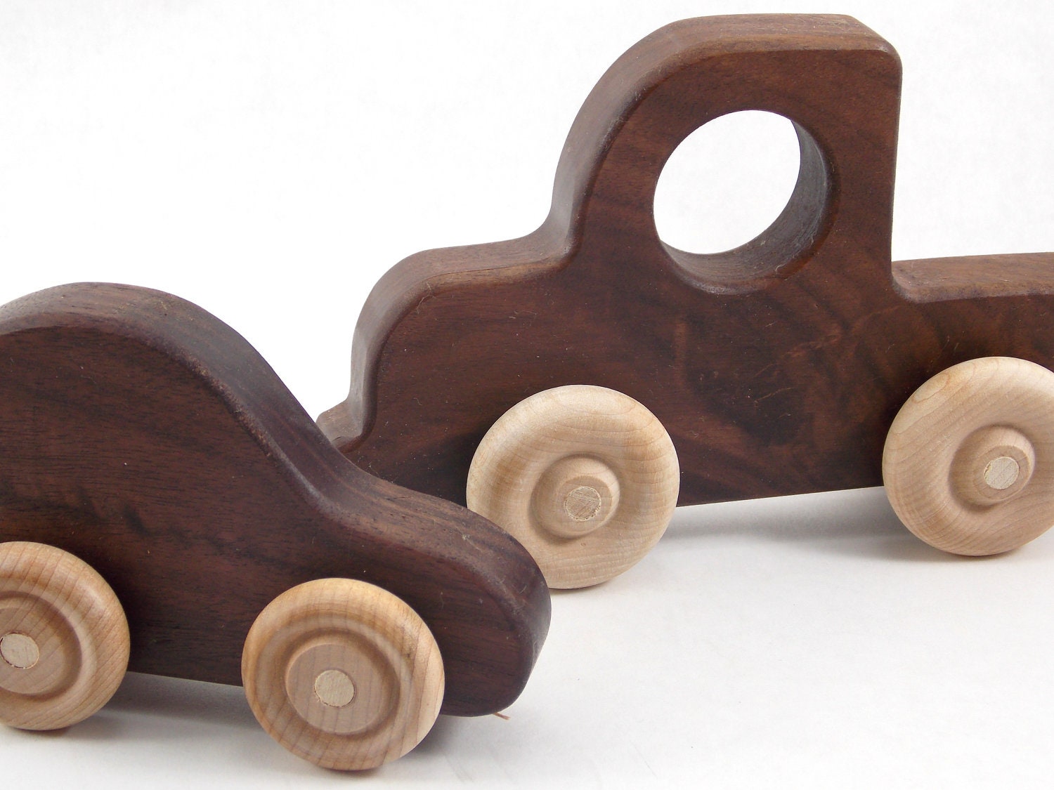 Organic Wood Toy Car - Wood Toy Car Set of 2 Organic Natural Wood Toy Cars