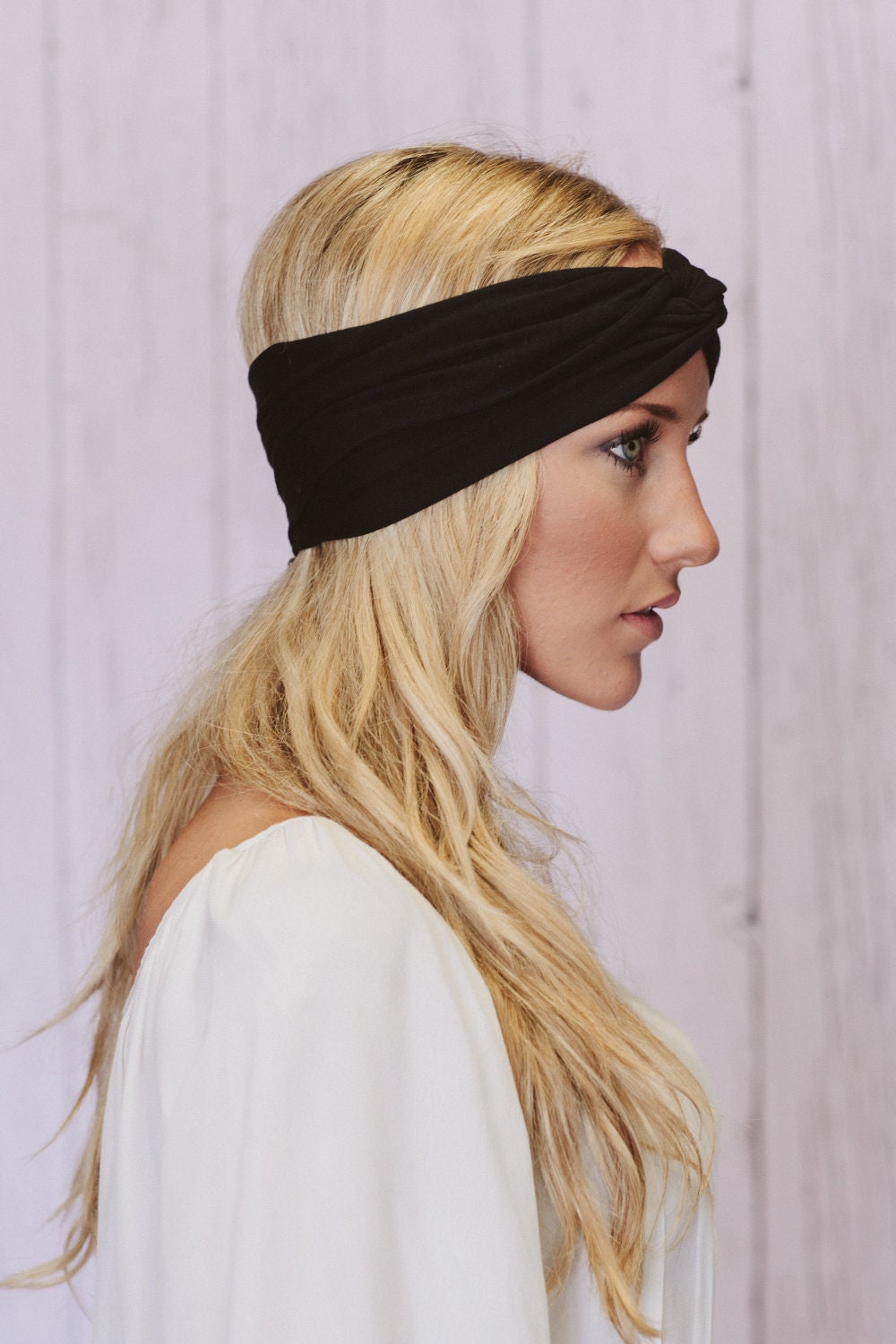Black Turban Headband Cotton Spandex Workout Hair Bands Women's Fashion Hair Band Headband