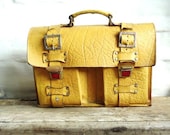 Danish Vintage Yellow Retro Leather School Bag - ArneckeVintage