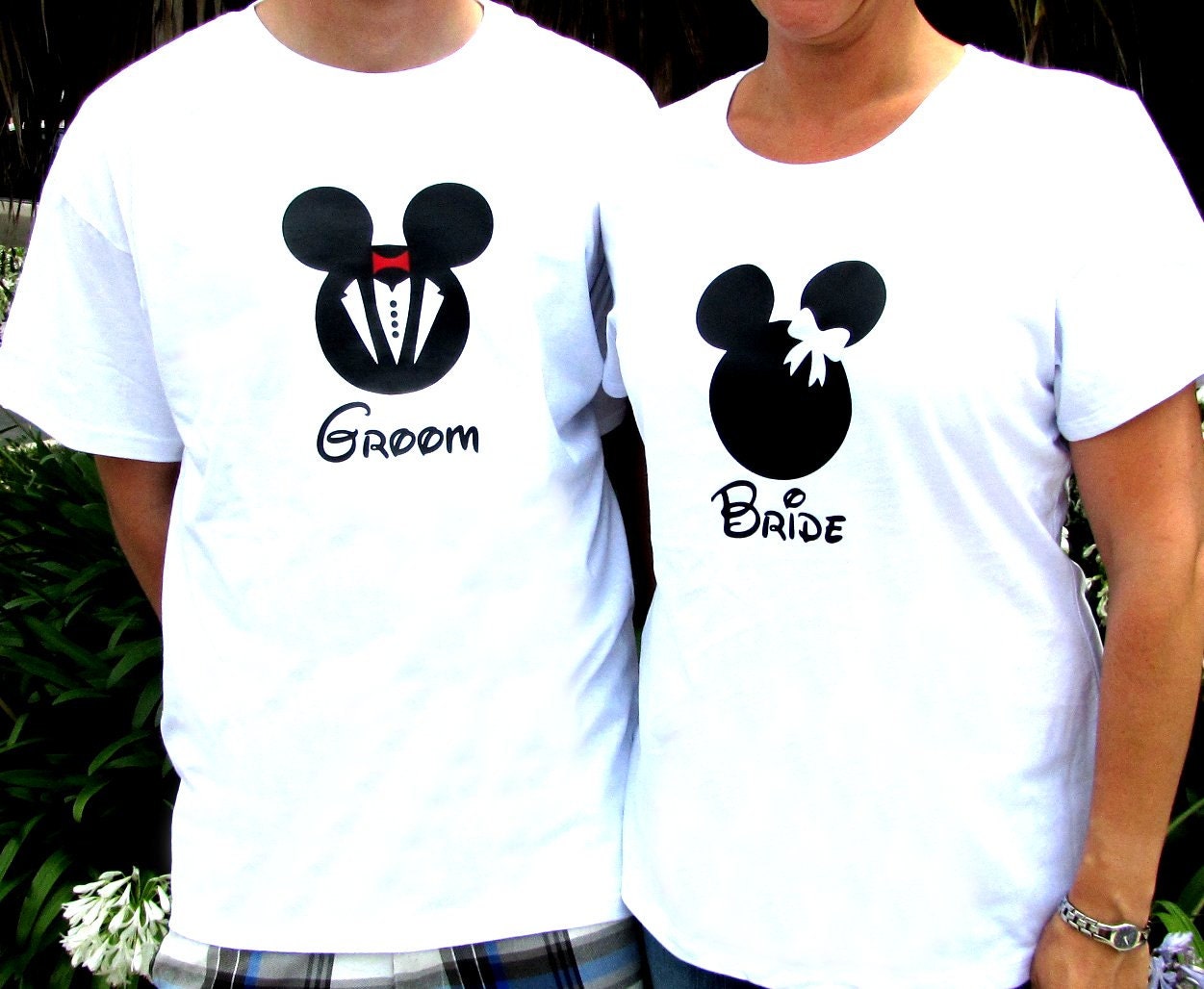 Minnie Mouse Bride T-Shirt and Mickey Mouse Groom T-Shirt - Set of 2