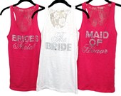 Set of 6 Lace Bridal Tank Top - The Bride Tank Top - The Bridesmaid Tank Top - Maid of Honor Tank - JUNIOR SIZES