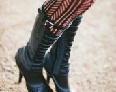 Spats - Pintucked leather and grey wool -Valkyrie-
