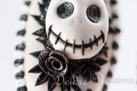 Reserved for Carrie - Polymer Clay Skulls Flowers - Sugar Skulls - Halloween Jewelry - Goth Lolita Earrings