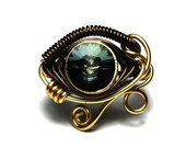 Egyptian Wire Ring -  Eye of Horus - Tabac Swarovski Crystal