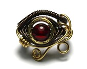 Egyptian Wire Ring - Eye of Horus - Cherry Amber