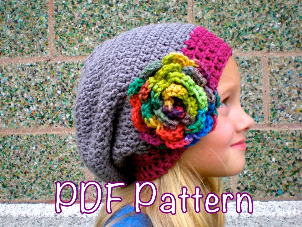 PATTERN:  3 in 1 hat pattern, Kids' Slouch Hat-  Unisex slouchy beanie, easy crochet P D F, InStAnT DoWnLoAd, Permisson to Sell
