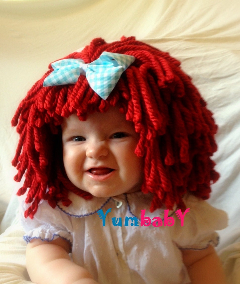 Raggedy Ann Wig Halloween Costume Toddler Hat Raggedy Ann Costume Toddler Costume Red Yarn Wig 2T Costume Baby Hat Baby Costume Baby Wig