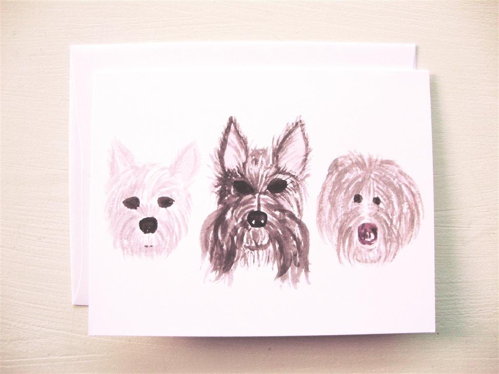 SALE -  6 Scruffy Dog Cards - Westie Scottie Labradoodle (set of 6) Hand Painted