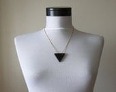Black Triangle Necklace - Geometric Jewelry - Modern Triangle Urban Necklace in Black - Gold Plated Chains for Women - Necklaces for Women