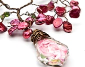 Pink Statement Necklace, Bridal Necklace, Artisan Jewelry, Nature Jewelry - CherylParrottJewelry