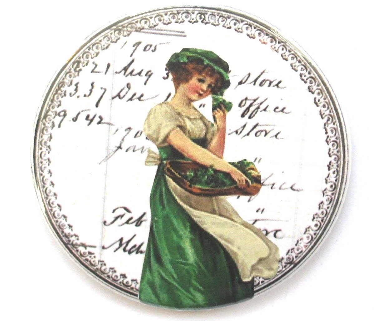 Vintage Pocket Mirror - Irish Flower Girl