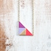 Geometric Wooden Triangle Necklace / gold, neon pink, purple & lilac puzzle pendant / colorblock wood jewelry / long gold chain / LAST ONE