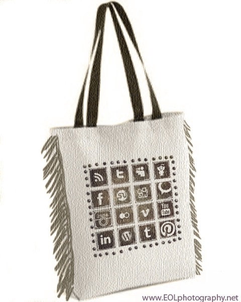 Canvas Tote w/ fringe-Socia Media inspired