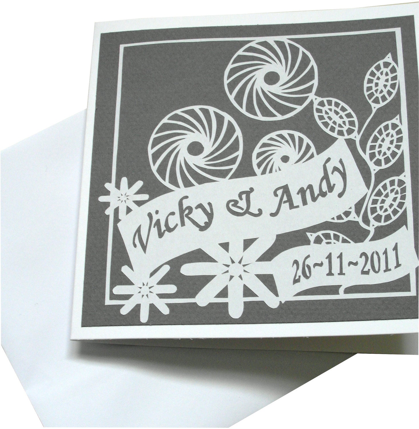 Personalised Wedding/  Anniversary Papercut Card