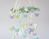 Butterfly Mobile- Lavender, Green, Blue & White- Baby Shower Gift, Photographer Prop, Nursery Decor