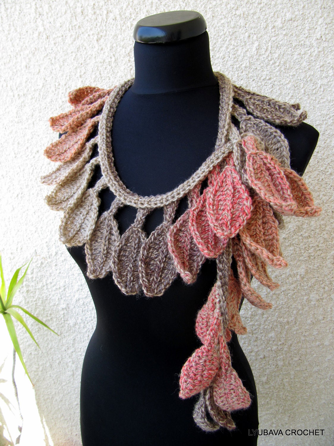 Tutorial Crochet Pattern "Autumn Leaf Fall" Scarf Lariat, Trendy Crochet Autumn Fashion, Instant Download Lyubava Crochet Pattern number 50