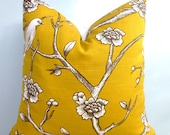 Dwell Studio Yellow, White, and Gray Vintage Blossom Decorative Pillow Cover 20 x 20