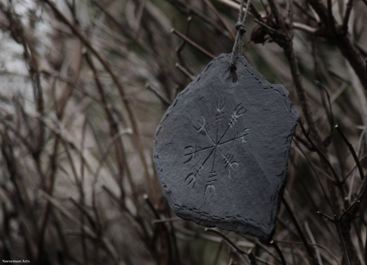 Runic Magic, Norse Helm of Awe - 'Aegishjalmur' Slate Carving.