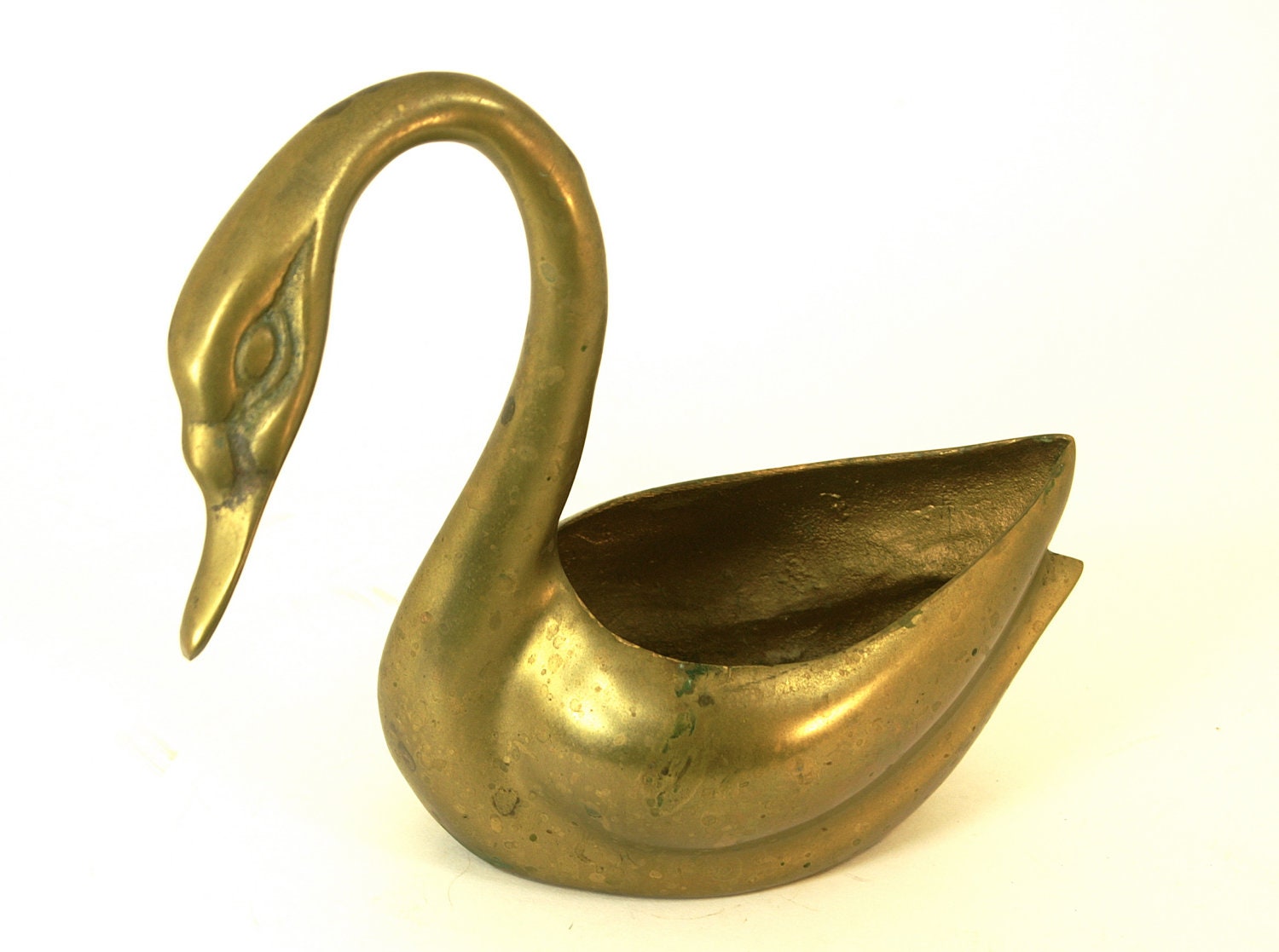 Vintage Brass Swan Planter