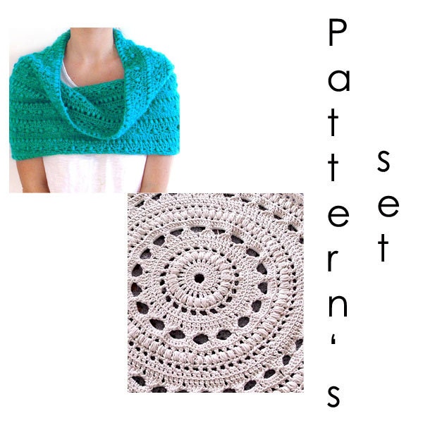 2 Crochet patterns Pdf SET- 1xcrochet cowl 1x crochet doily rug