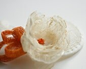 Sinamay Ecru and Orange Fascinator Hat for Bride