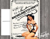 Vintage Pin Up Girl Invitation- Bachelorette party, Hens night, Lingerie Shower Birthday invite diy print file PRINTED OPTIONAL