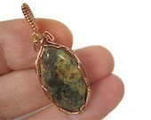 Unakite Wire Wrapped Pendant