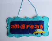 Nursery Door Name Sign - newborn gift - for boys - felt door sign - felt car sign