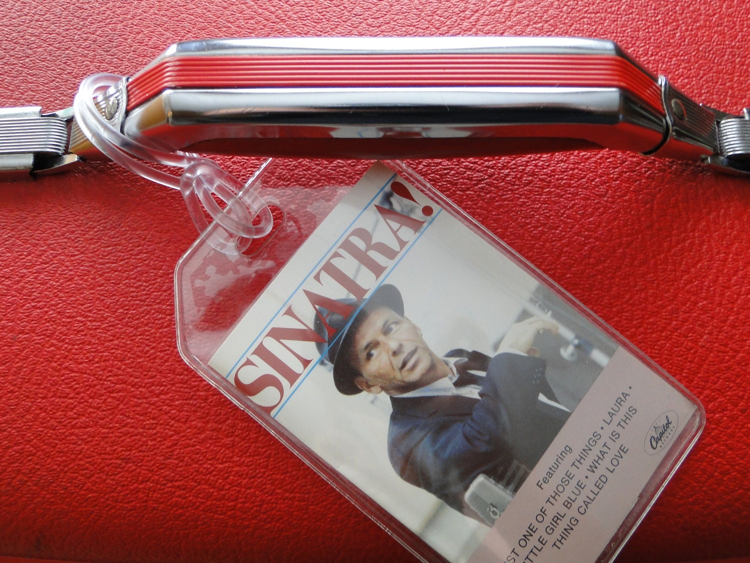 Frank Sinatra - Rat Pack - Crooners - Upcycled Cassette Tape - Luggage, Back Pack, Musical Instrument Case or Bag Tag