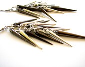 Smoke and Mirror: Spike Earrings Silver Spikes Gunmetal Spikes Dangle Earrings