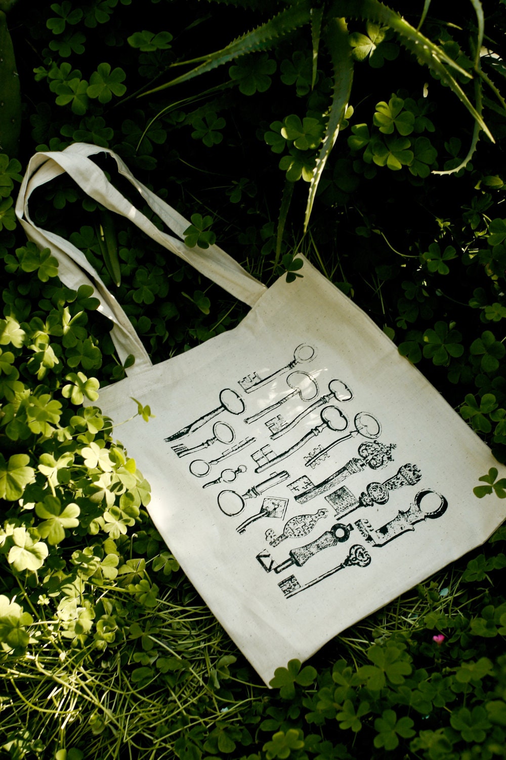 Vintage Keys Cotton Tote Bag Purse