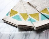Tribal Inspired Napkins, Turquoise and Ochre, Set of 4