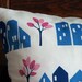 Blue Houses and Pink Trees Printed Pillow Cover 18x18