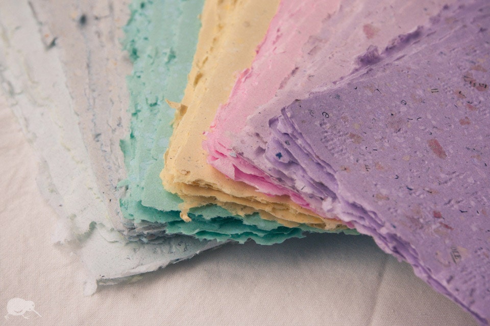 Handmade Paper, Colorful, CUSTOM ORDERS WELCOME, Recycled, 6 x 8.5, Sets of up to 20 sheets available