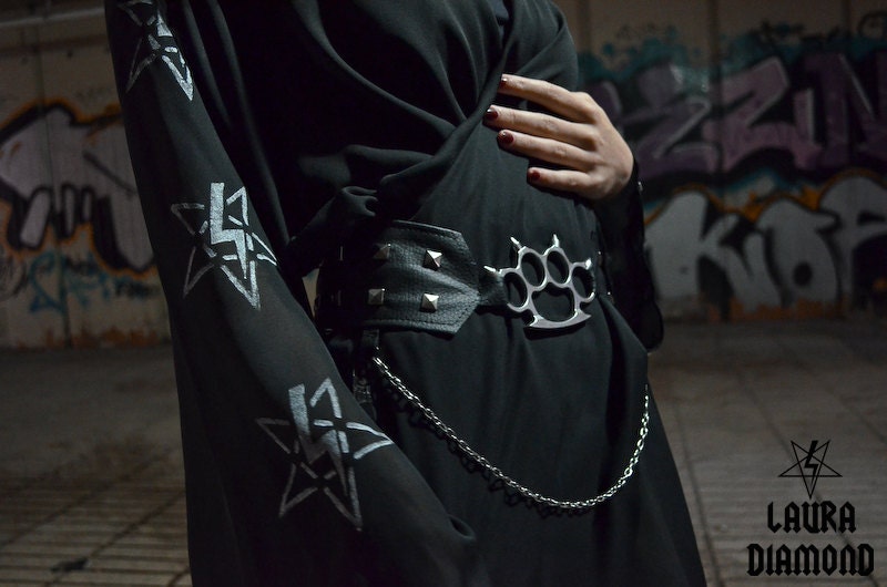 SALE LAURA DIAMOND Fight for Satan dress with knuckle duster belt