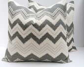 Gray Pillow. Missoni Pillow. Gray Chevron Pillow Cover. Dark Gray Pillow. Light Gray Pillow Set of TWO 20 x 20 Printed Fabric both sides