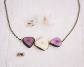 Wooden necklace wood jewelry rustic necklace purple ivory bead wood bohemian boho necklace