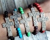 Rhinestone Sideways Cross Beaded Bracelets