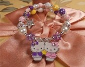 HELLO Kitty Twins Best Friends Bracelet - Mardi Gras Colored Charm Bracelet for Girsl Children Kids Toddlers Babies Jewelry HANDMADE