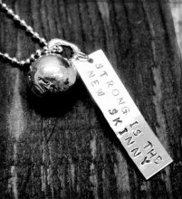 Crossfit STRONG is the NEW SKINNY with pewter Kettlebell Crossfit Charm