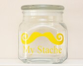 My Stache - MINI - Mustache Money Jar - Curly Handlebar Moustache - YELLOW
