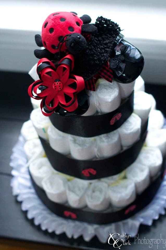 SALE 3 Tier Lady Bug Diaper Cake READY to SHIP